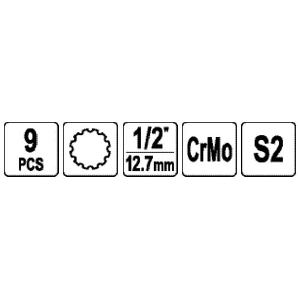 1/2" Dr. Bit triecienuzgaļu komplekts (SPLINE) 9 gab.