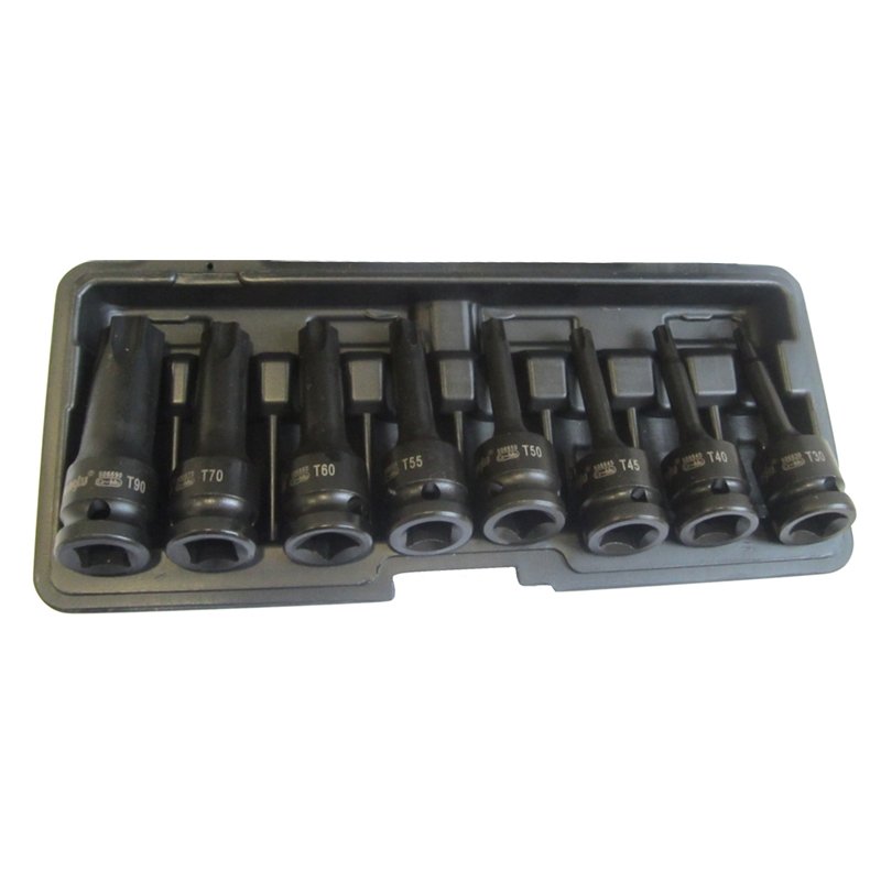 1/2" dziļo uzgaļu triecienatslēgu komplekts (TORX), 8 gab.