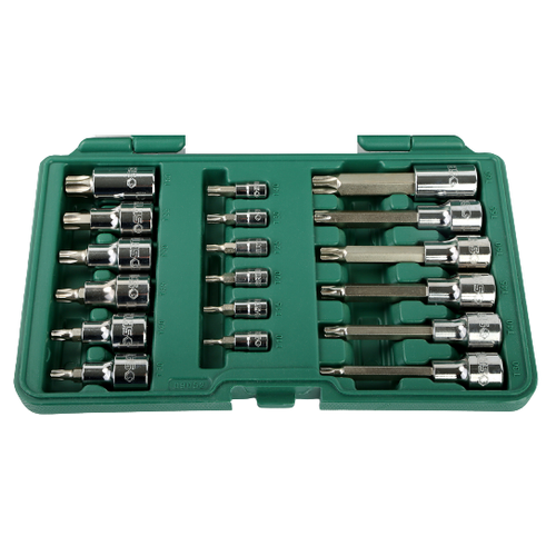 1/4" + 1/2" uzgaļu komplekts (TORX), 18 gab.