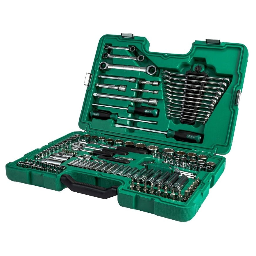 1/4" + 3/8" + 1/2" uzgriežņu atslēgu komplekts, 150 gab. (SAE un metriskās)