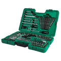 1/4" + 3/8" + 1/2" uzgriežņu atslēgu komplekts, 150 gab. (SAE un metriskās)