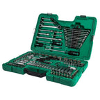 1/4" + 3/8" + 1/2" uzgriežņu atslēgu komplekts, 150 gab. (SAE un metriskās)