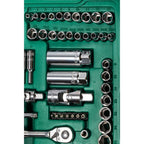 1/4" + 3/8" + 1/2" uzgriežņu atslēgu komplekts, 150 gab. (SAE un metriskās)