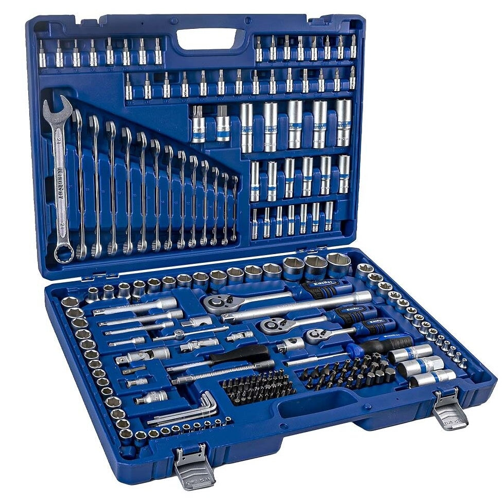 1/4" + 3/8" + 1/2" uzgriežņu atslēgu komplekts, 218 gab.