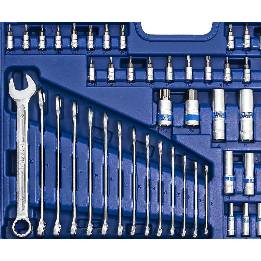1/4" + 3/8" + 1/2" uzgriežņu atslēgu komplekts, 218 gab.