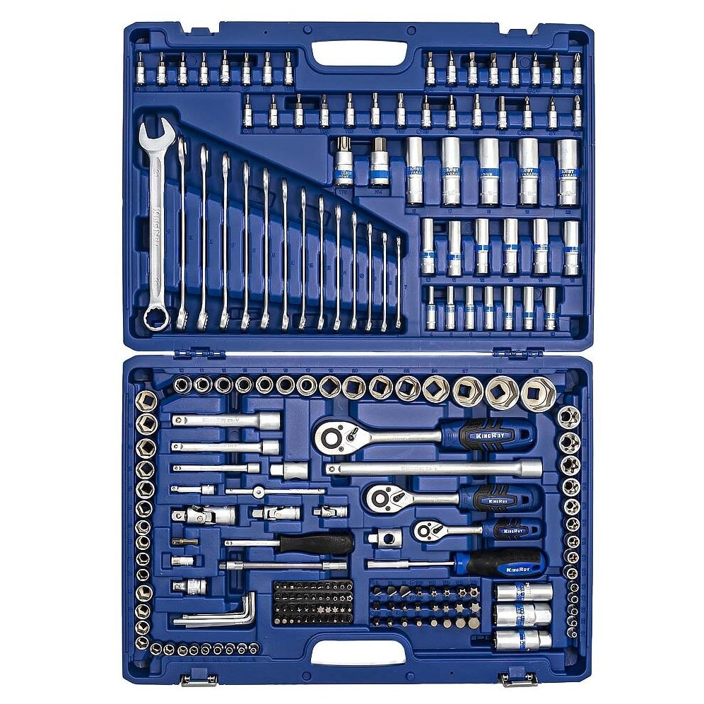 1/4" + 3/8" + 1/2" uzgriežņu atslēgu komplekts, 218 gab.