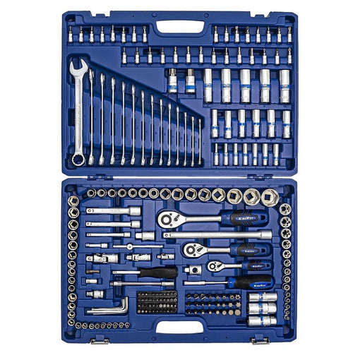 1/4" + 3/8" + 1/2" uzgriežņu atslēgu komplekts, 218 gab.
