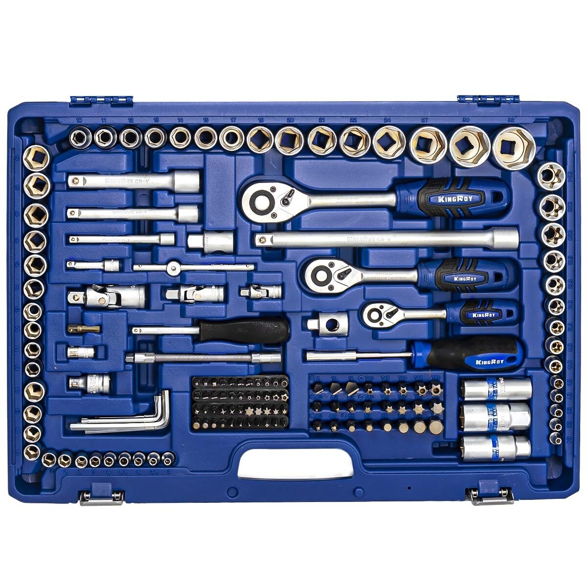 1/4" + 3/8" + 1/2" uzgriežņu atslēgu komplekts, 218 gab.