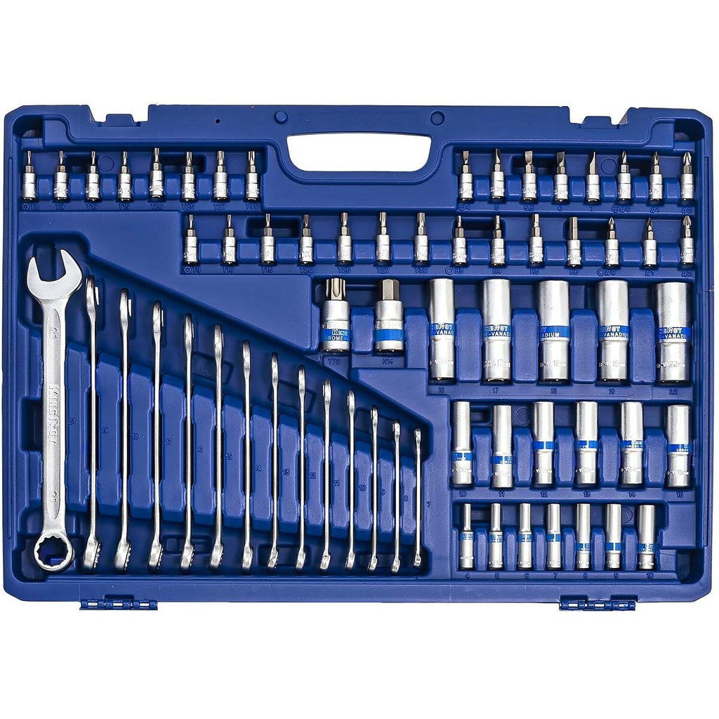 1/4" + 3/8" + 1/2" uzgriežņu atslēgu komplekts, 218 gab.