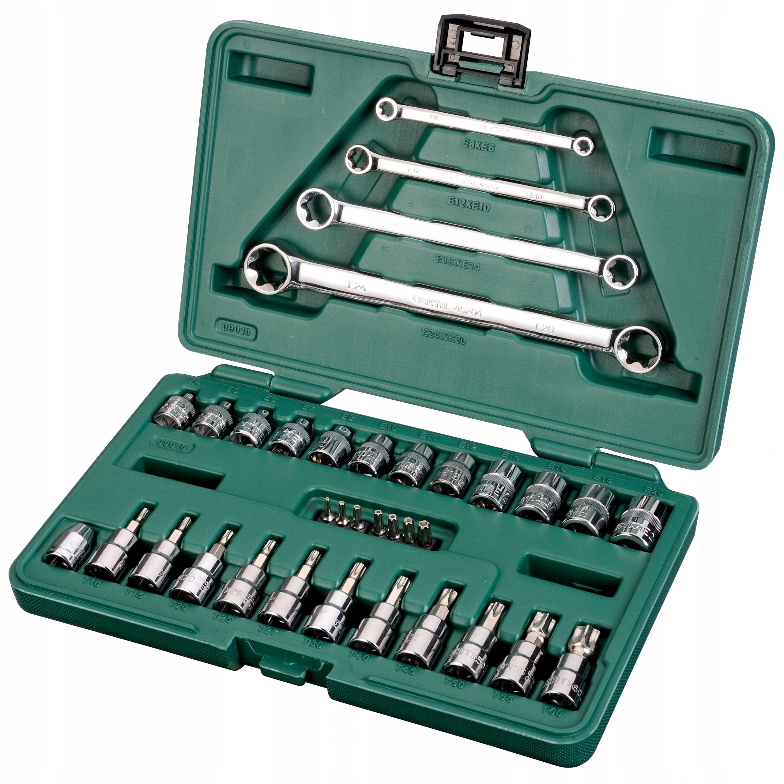 1/4" + 3/8" Dr. E-TORX uzgriežņu atslēgu komplekts, 35 gab.