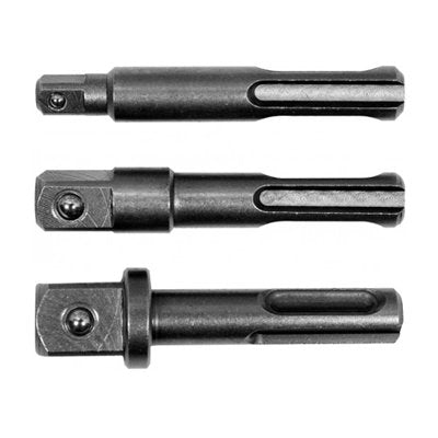 1/4" + 3/8" + 1/2" Dr. SDS+ uzgaļu adapteru komplekts, 3 gab.