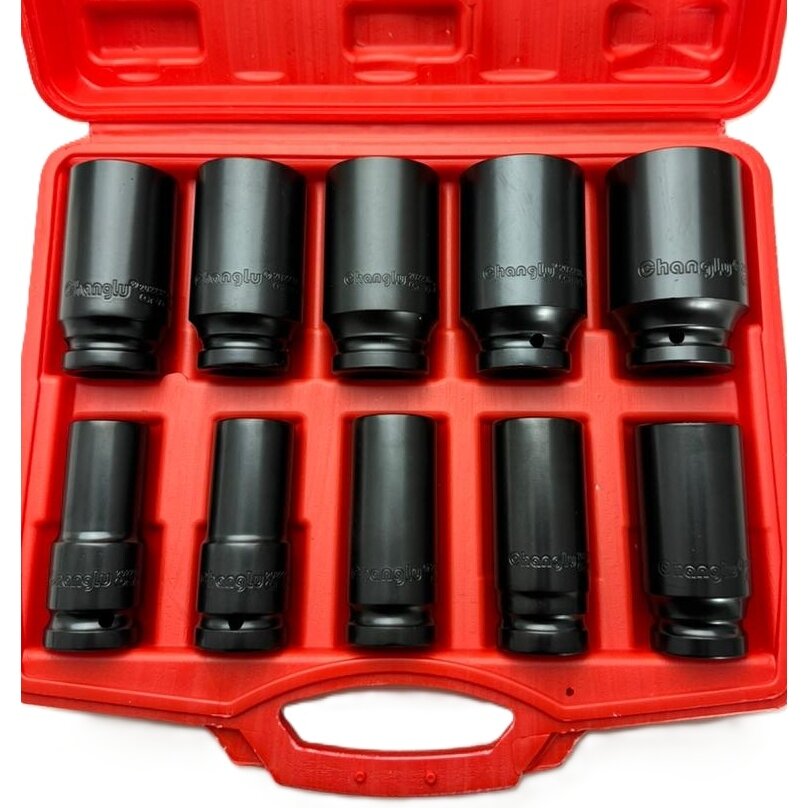 3/4" dziļo triecienuzmavu komplekts 10 gab. (19-41 mm)