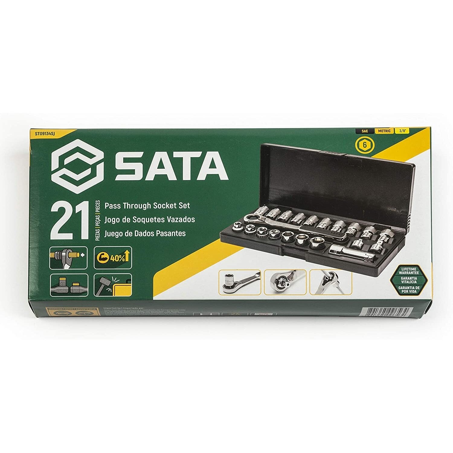 3/8" uzgriežņu atslēgu komplekts, 21 gab.
