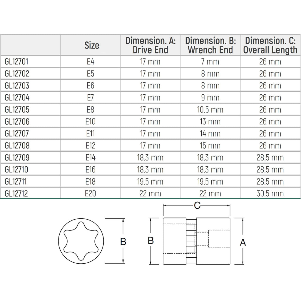 3/8" Dr. E-TORX uzgalis