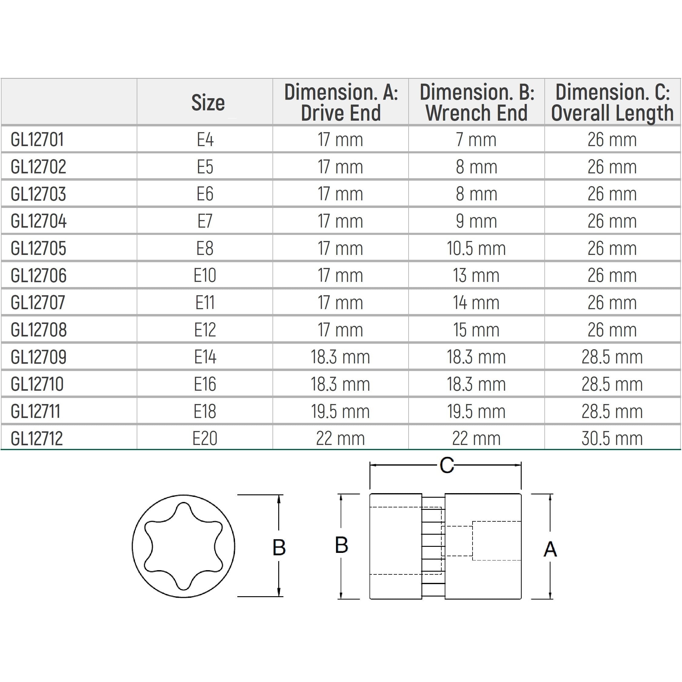 3/8" Dr. E-TORX uzgalis