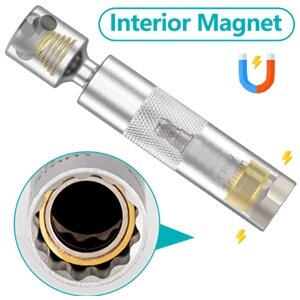3/8" Dr. Universāla aizdedzes sveču uzgalis 14 mm 12 punktu ar magnētu