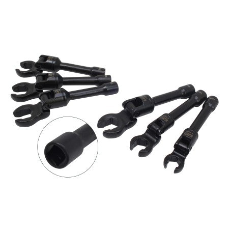 Crowfoot uzgriežņatslēgu komplekts 3/8" 6 gab. ar šarnīru SATRA