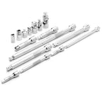 1/4" + 3/8" Dr. Adapteris un piederumu komplekts 16 gab.