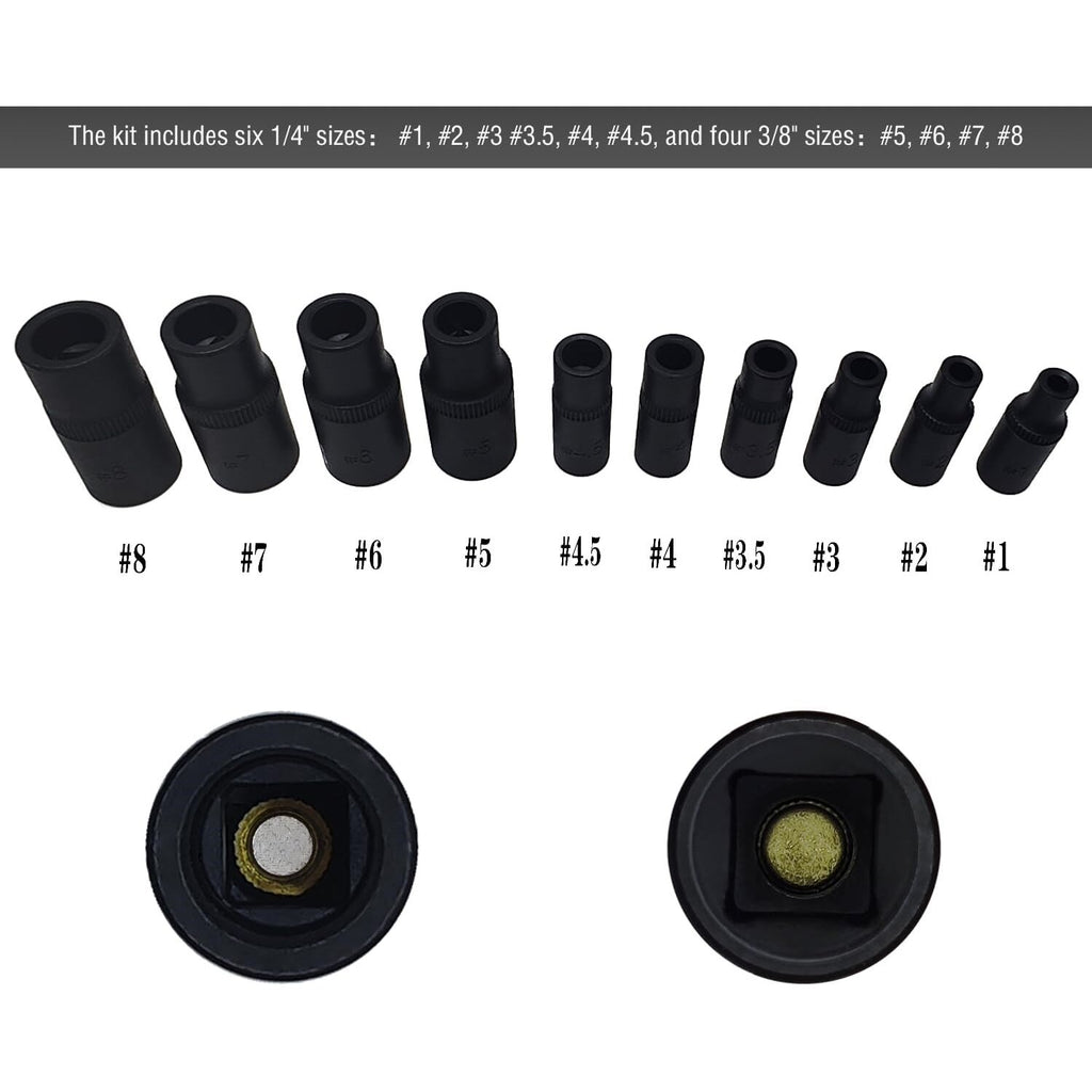 Krānu adapteru komplekts 1/4", 3/8" (10 gab.)