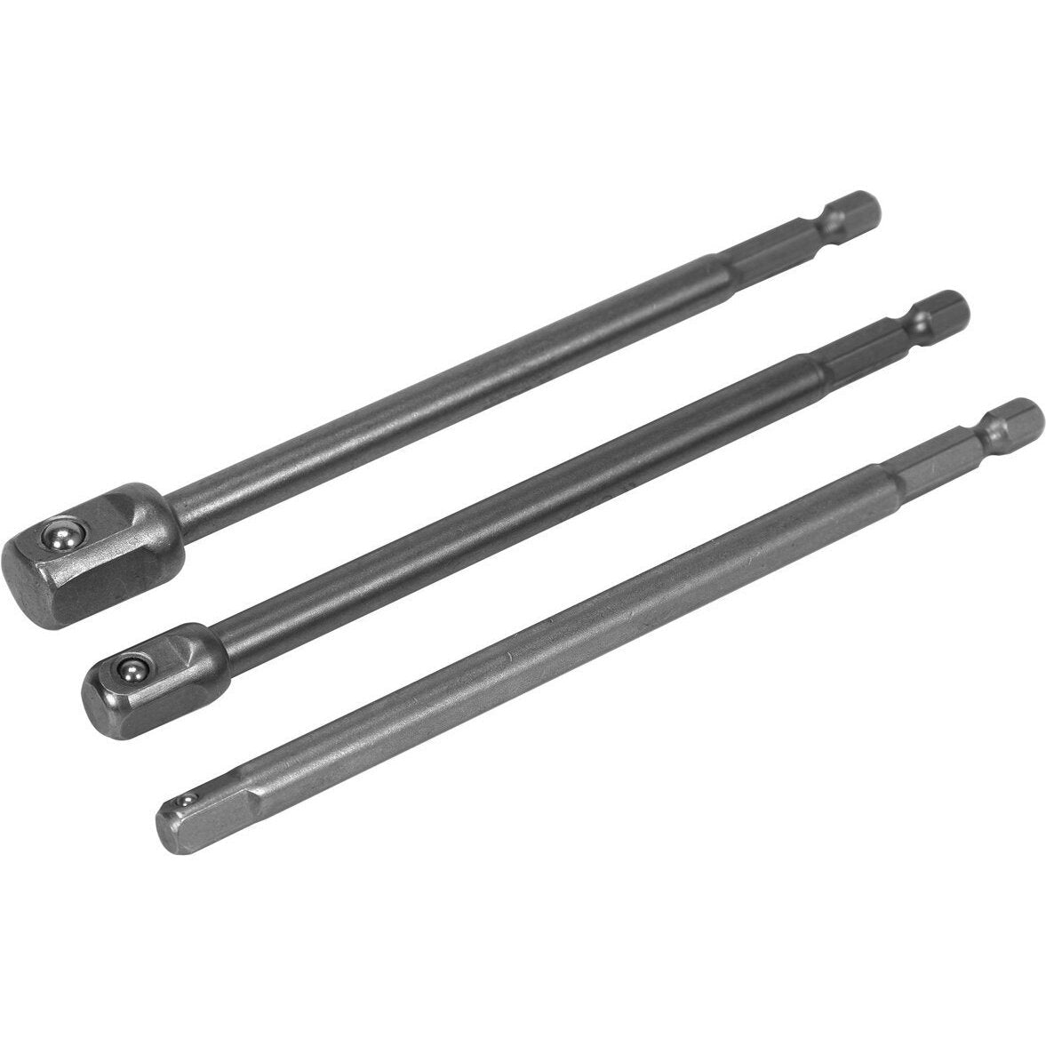 1/4" + 3/8" + 1/2" Dr. Urbja uzgaļu garo adapteru komplekts, 3 gab.