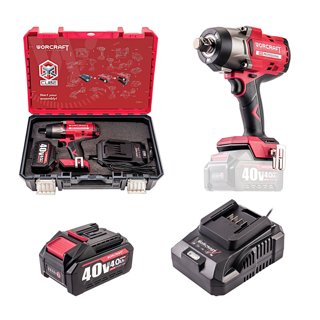 Li-ion bezsuku bezvadu triecienatslēga WORCRAFT 3/4'' 2600 Nm 40 V (BMC)