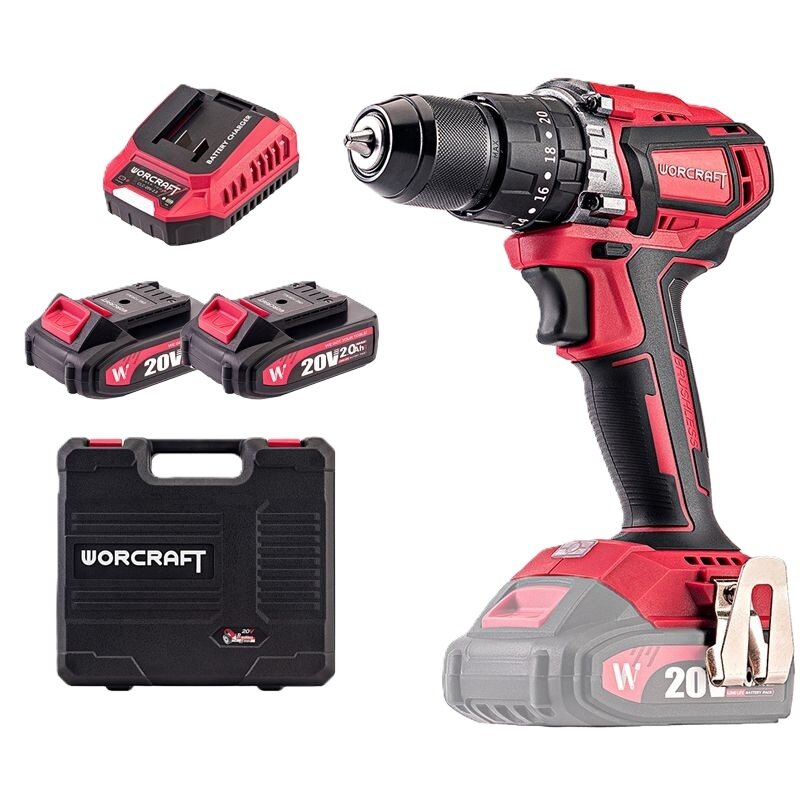 Li-ion akumulatora urbjmašīna WORCRAFT 20 V, 2x2,0 Ah (BMC)