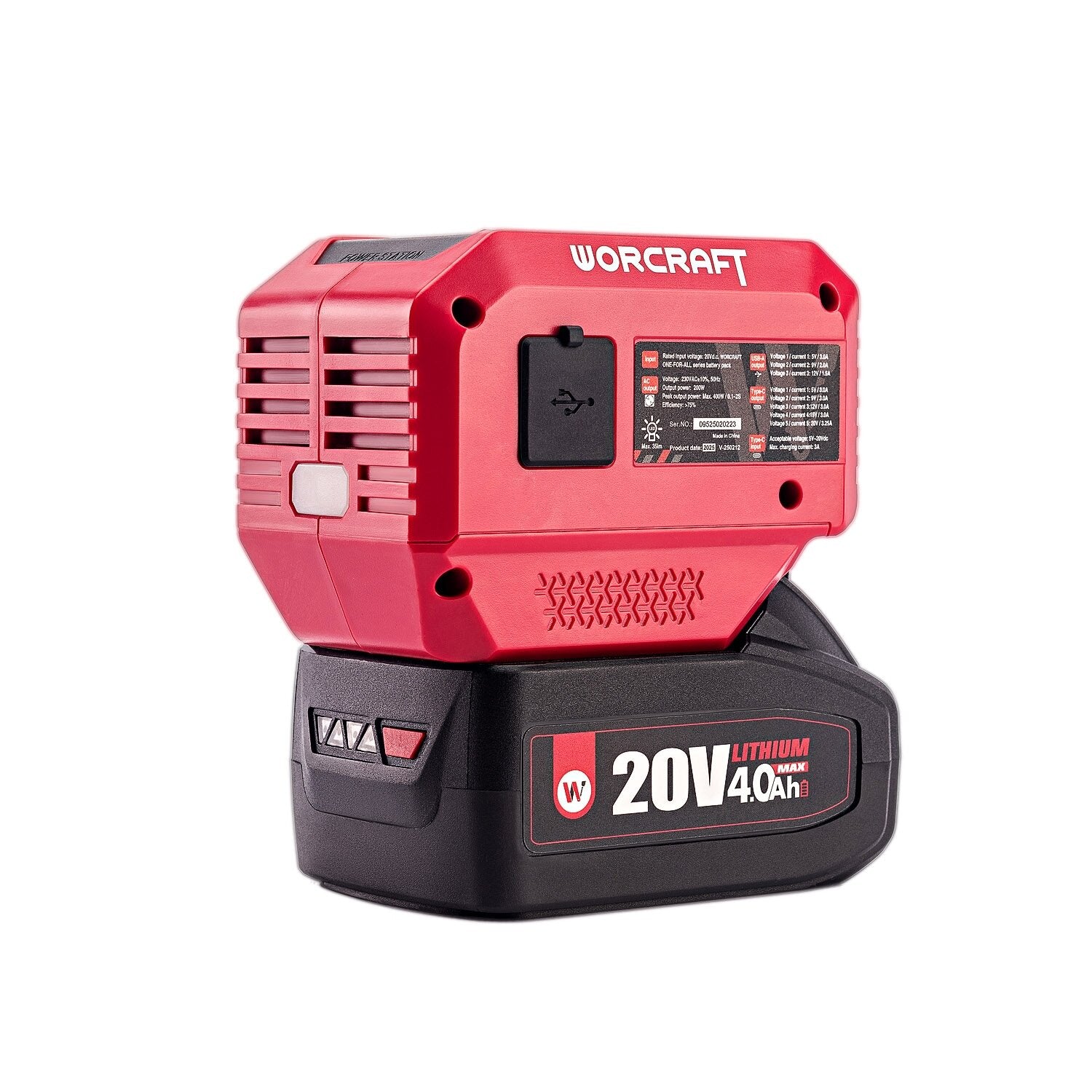 WORCRAFT 20 V USB + 220 V akumulatora invertors