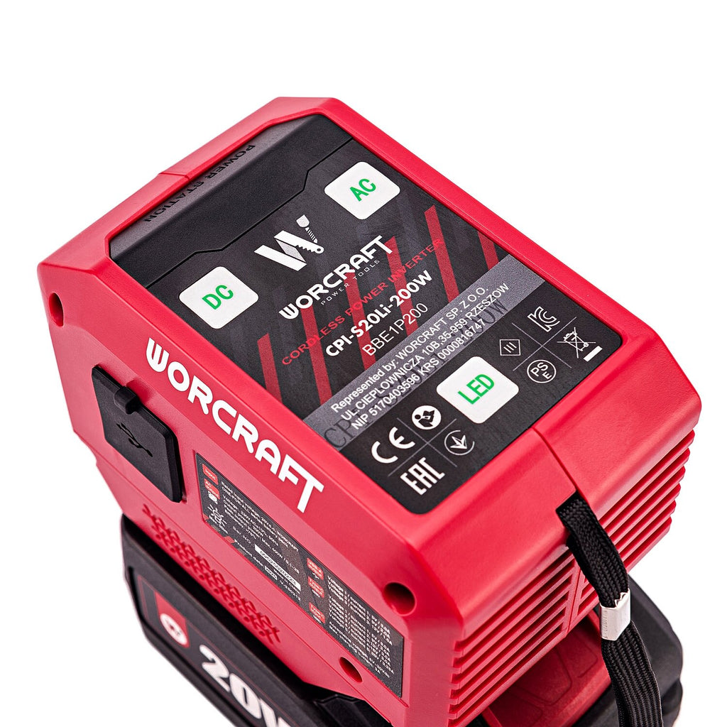 WORCRAFT 20 V USB + 220 V akumulatora invertors