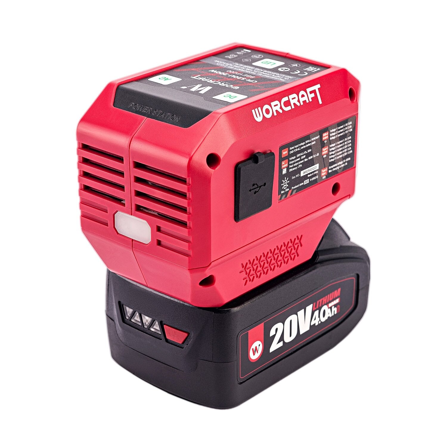 WORCRAFT 20 V USB + 220 V akumulatora invertors