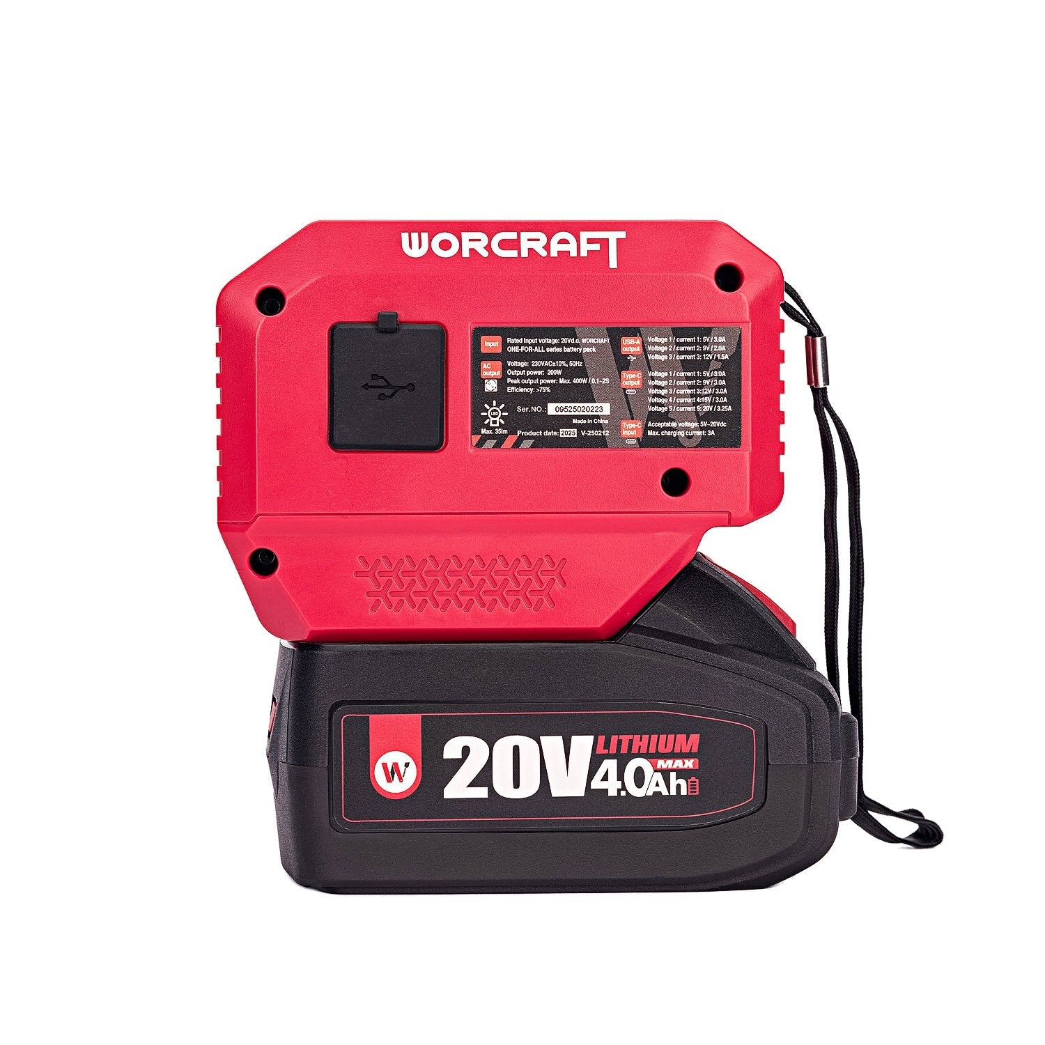 WORCRAFT 20 V USB + 220 V akumulatora invertors