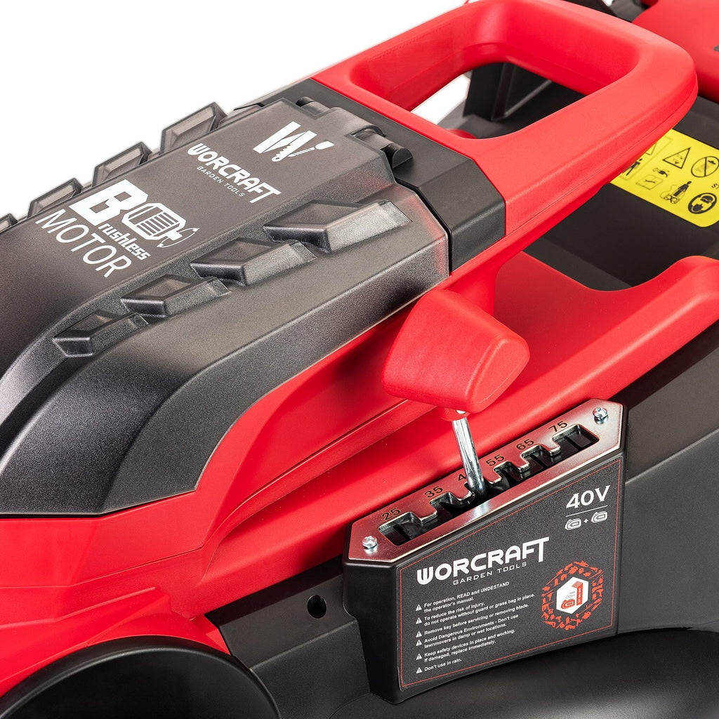 WORCRAFT 40V (20V + 20V) bezvadu bezsuku zāles pļāvējs