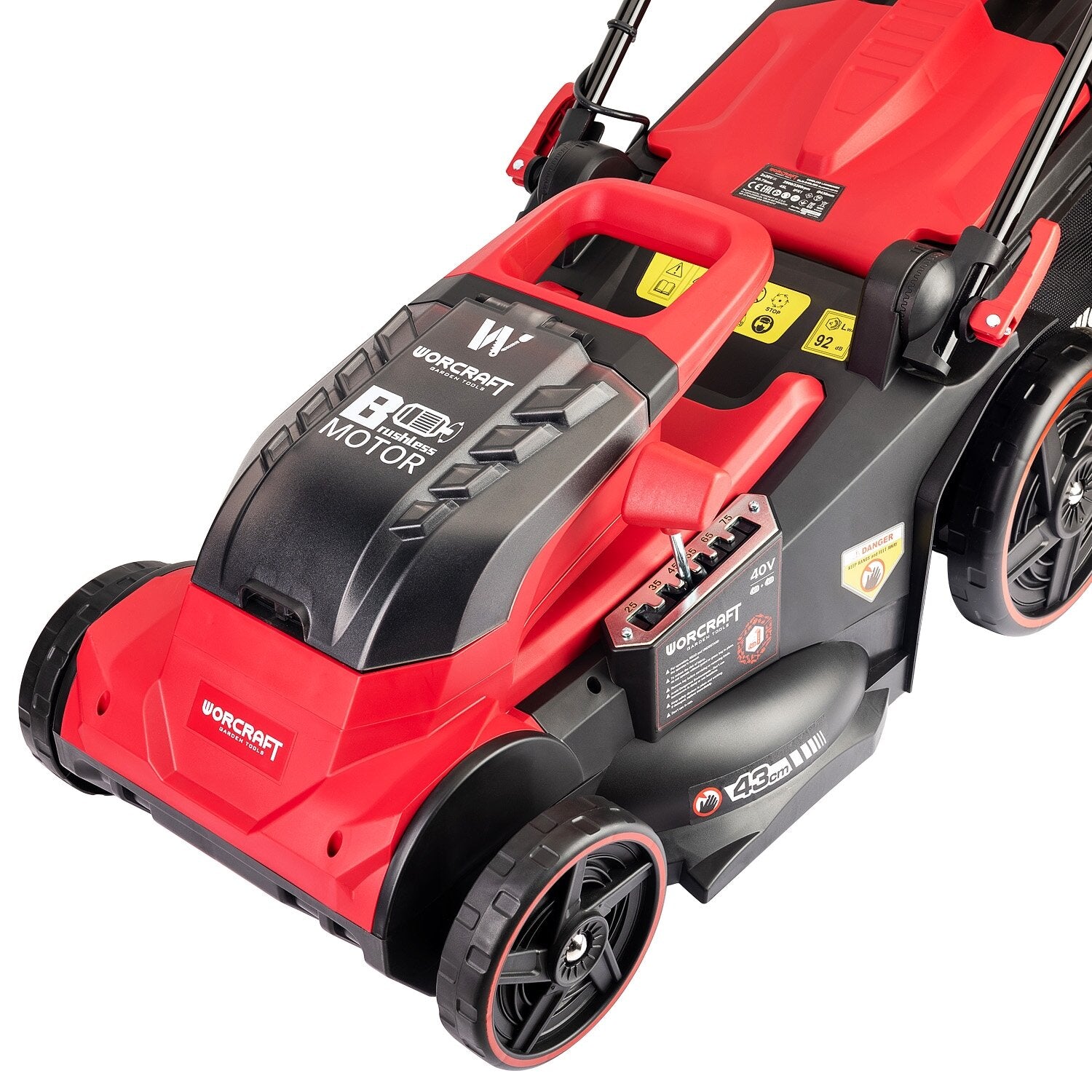 WORCRAFT bezvadu bezsuku zāles pļāvējs ar litija jonu akumulatoriem 8,0 Ah, 40 V (20 V + 20 V)