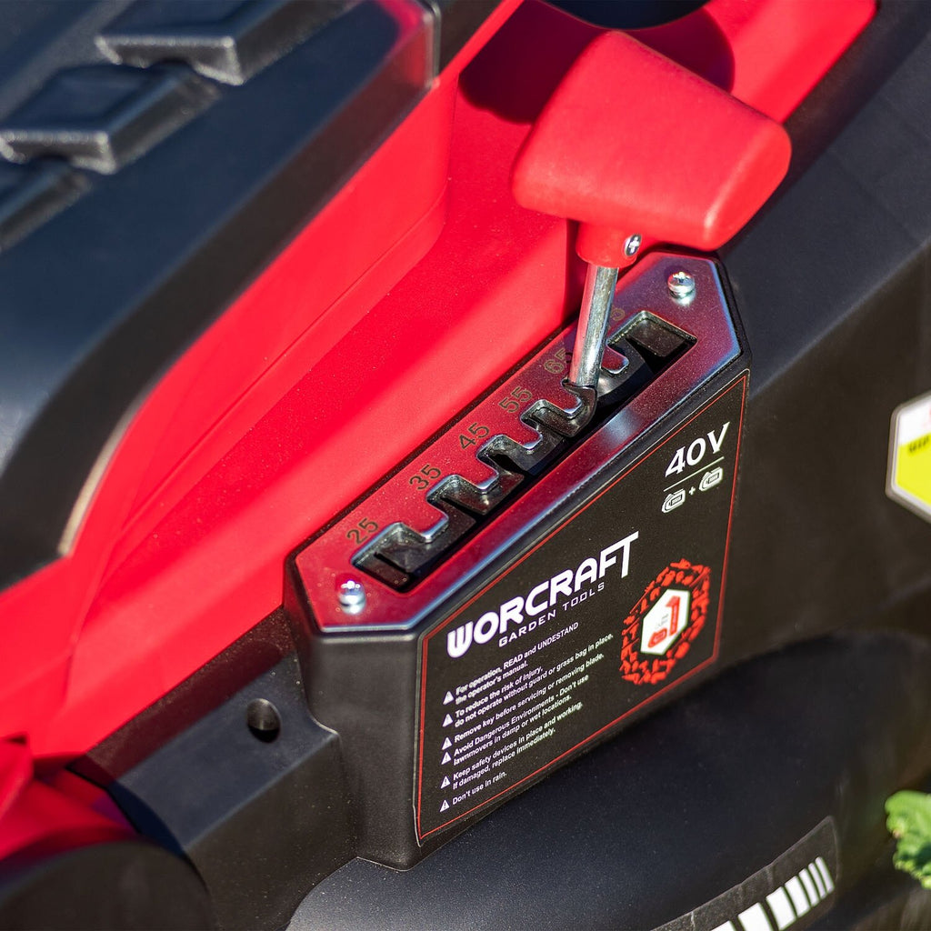 WORCRAFT bezvadu bezsuku zāles pļāvējs ar litija jonu akumulatoriem 8,0 Ah, 40 V (20 V + 20 V)