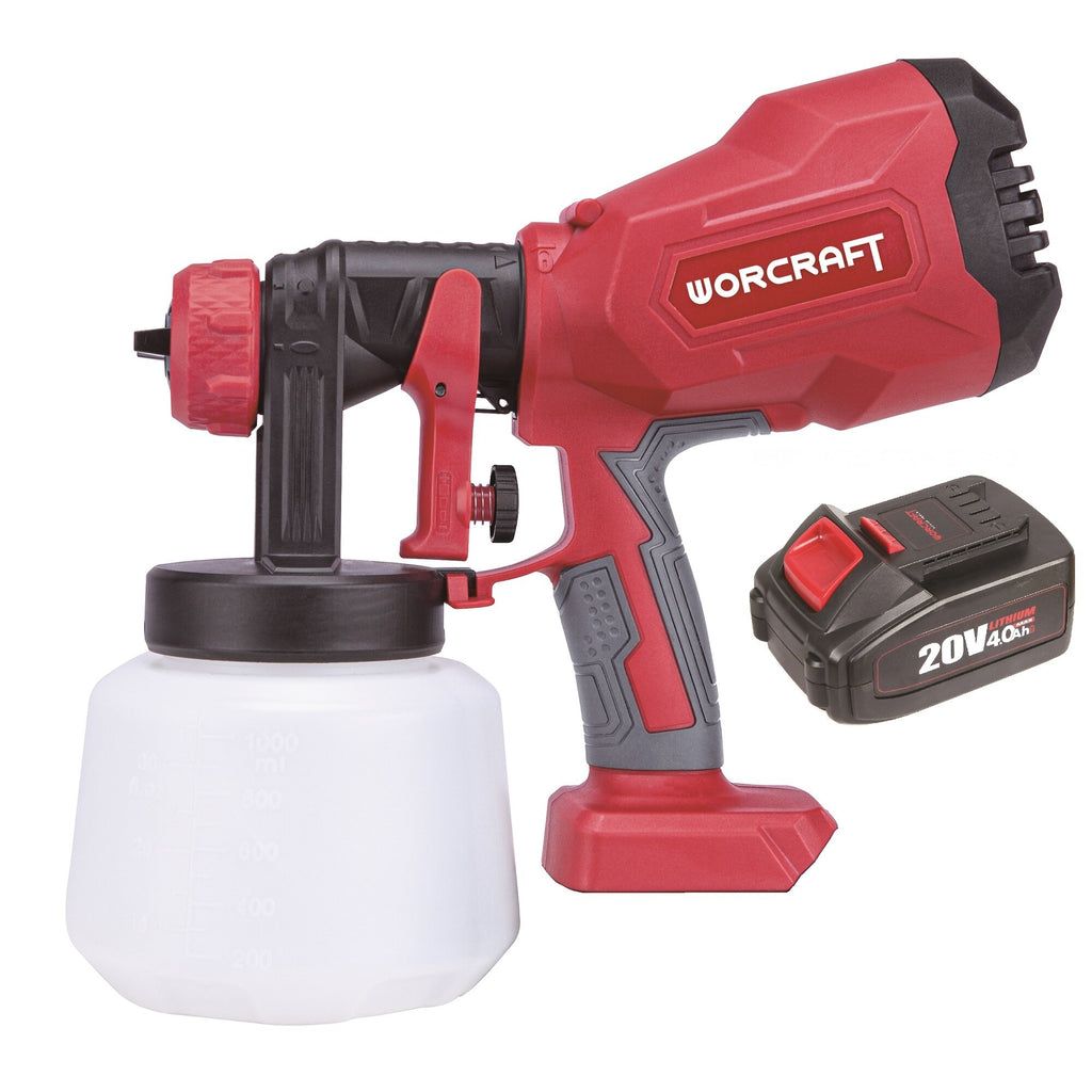 Ion bezvadu smidzināšanas pistole Ø1,8 mm, Ø2,6 mm WORCRAFT 20 V LI-ION