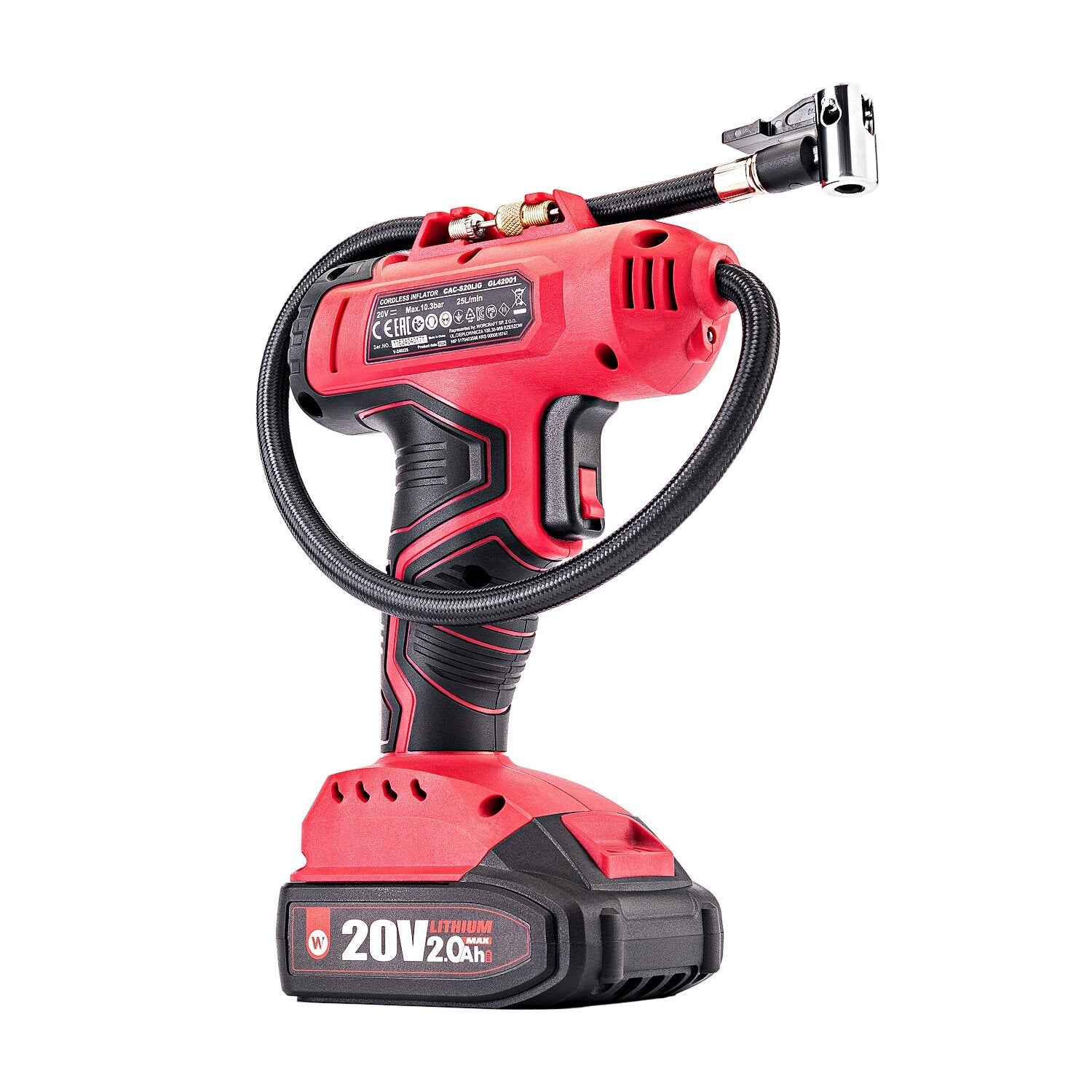 Li-ion bezvadu gaisa sūknis / kompresors WORCRAFT 20V