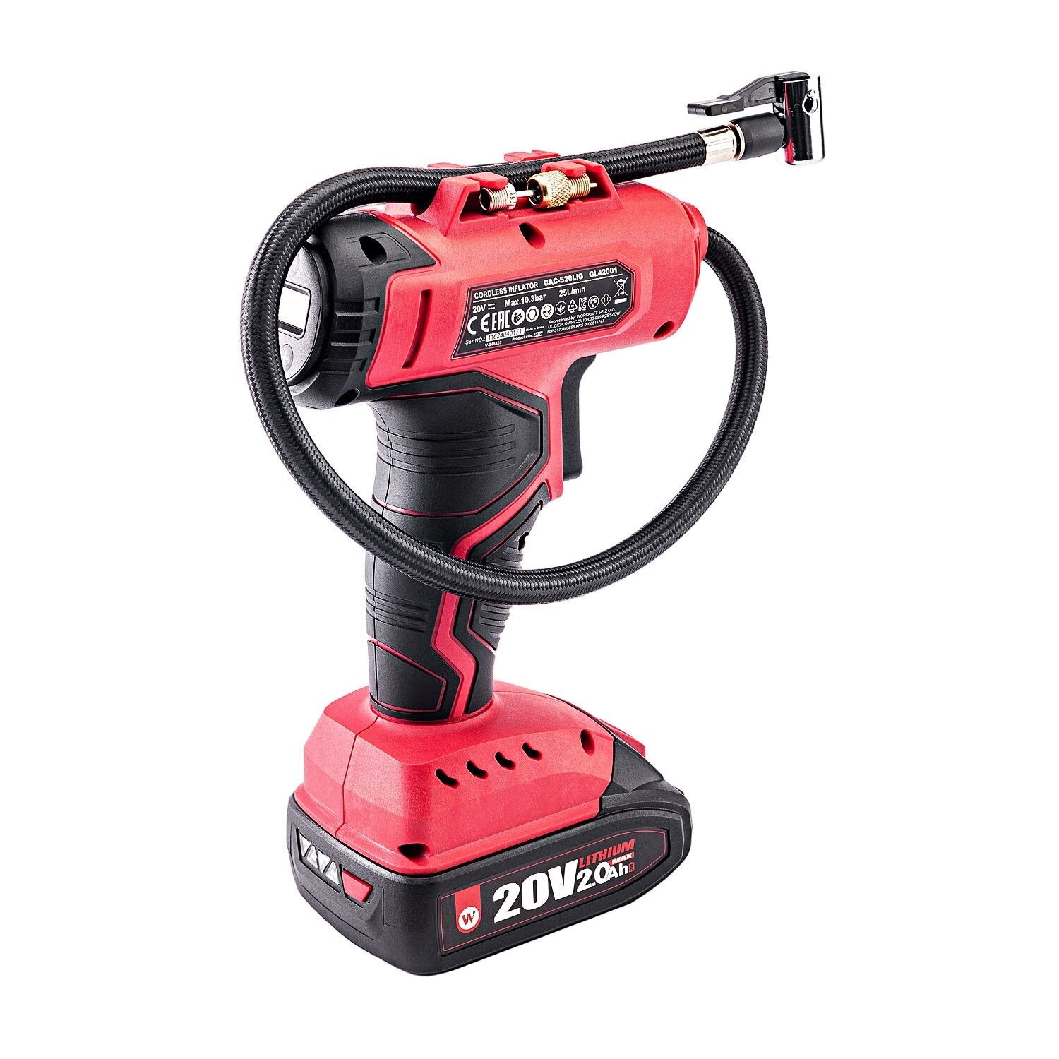 Li-ion bezvadu gaisa sūknis / kompresors WORCRAFT 20V