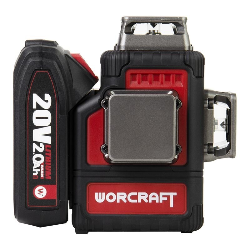 LI-ON krustveida lāzerlīmeņa 3x3D ar zaļo staru komplekts WORCRAFT 2,0 Ah XCUBE kastē