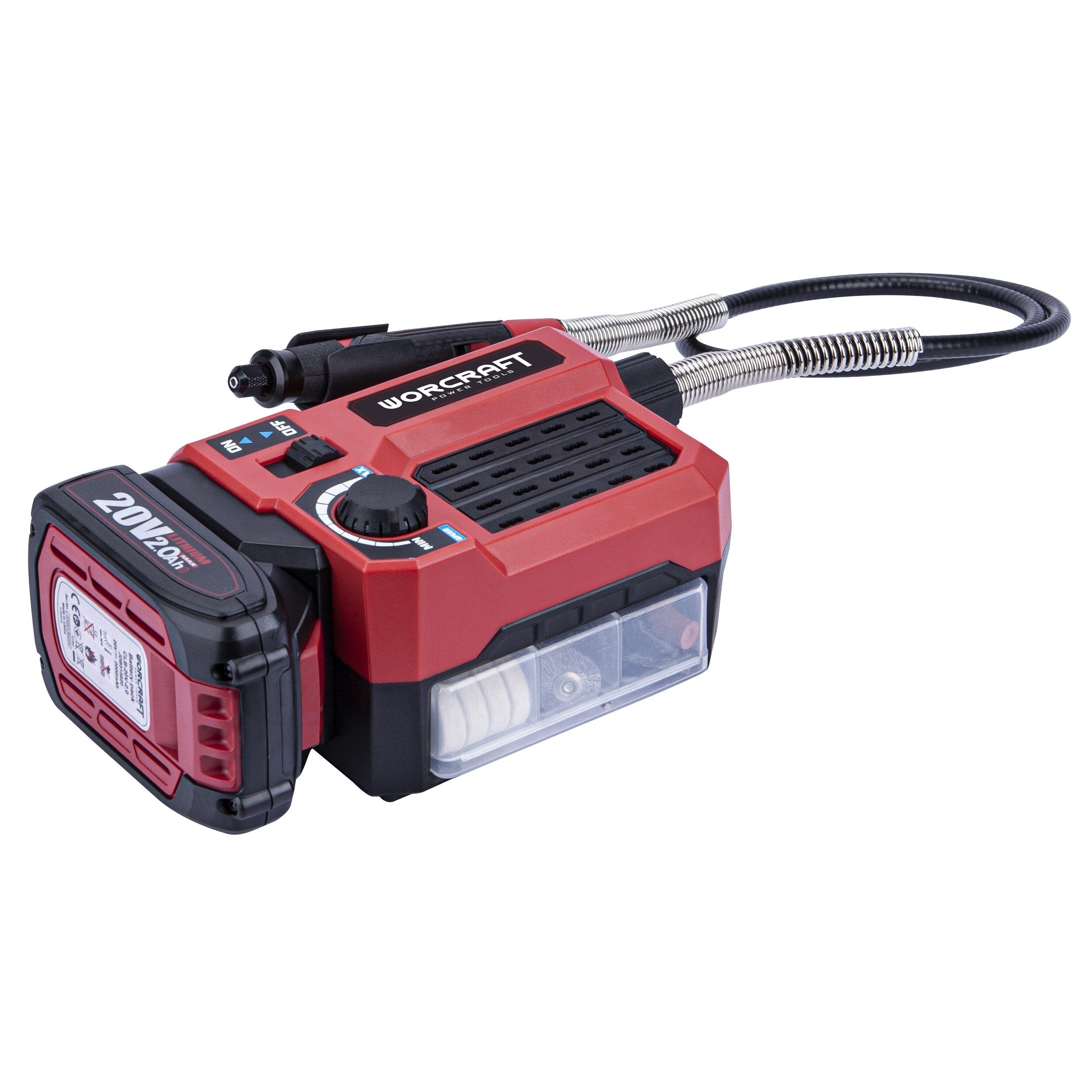 Li-ion bezvadu mini slīpmašīna ar piederumiem WORCRAFT 20V
