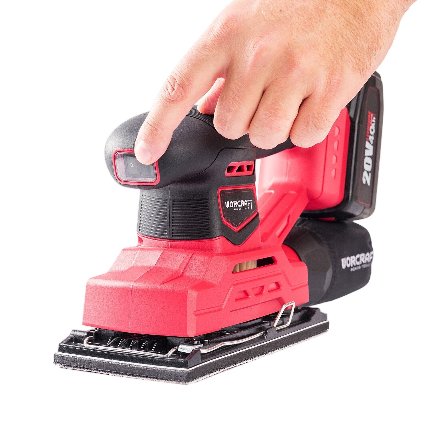Li-ion bezvadu orbitālā slīpmašīna 94x185 mm WORCRAFT 20 V