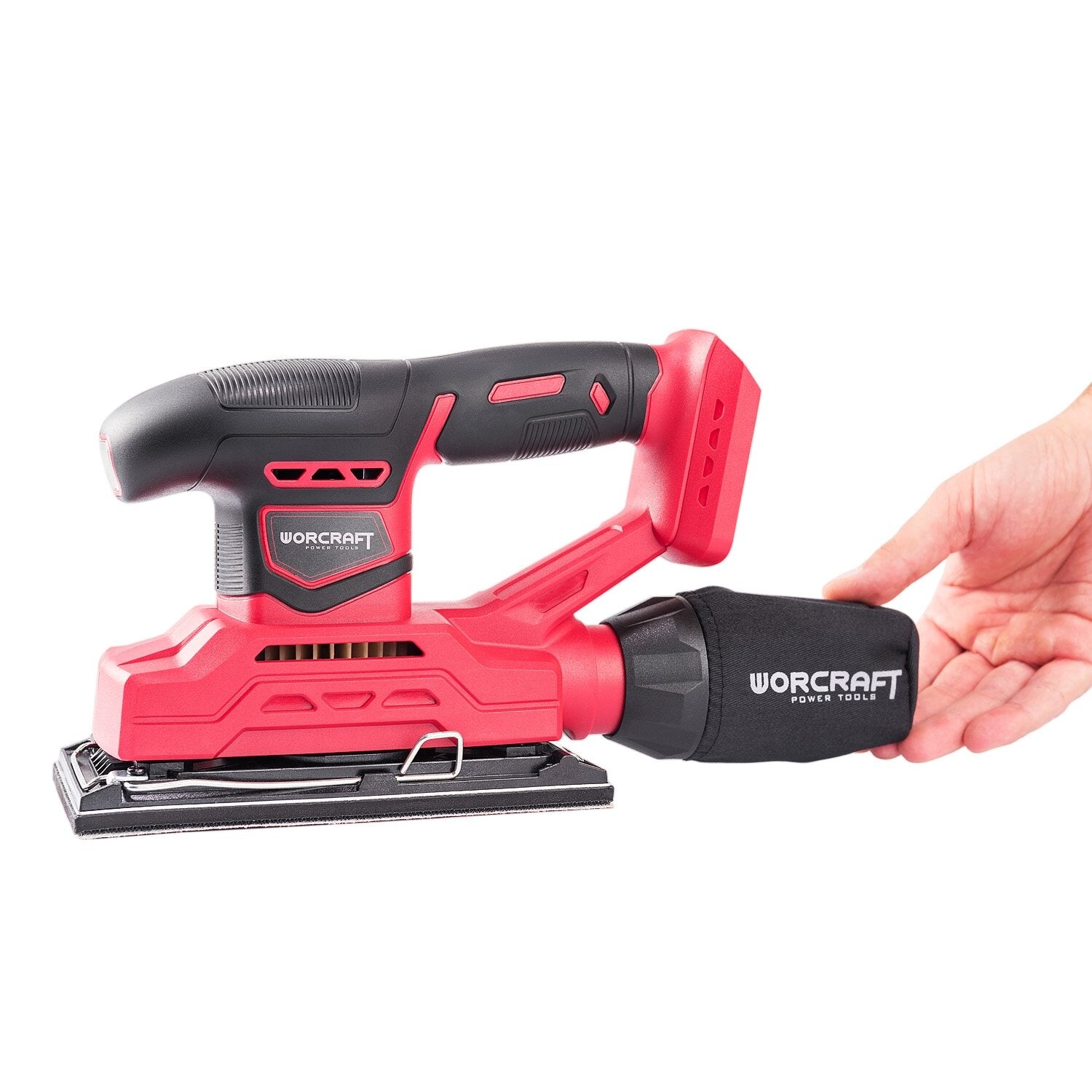 Li-ion bezvadu orbitālā slīpmašīna 94x185 mm WORCRAFT 20 V