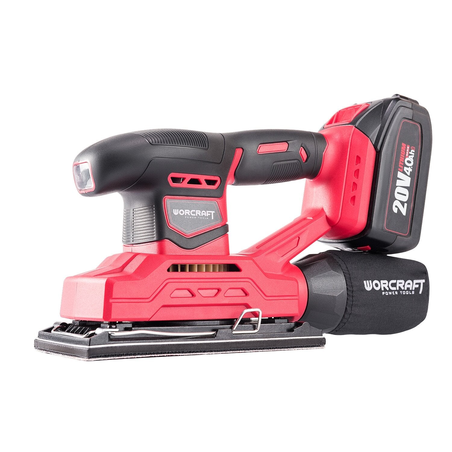 Li-ion bezvadu orbitālā slīpmašīna 94x185 mm WORCRAFT 20 V