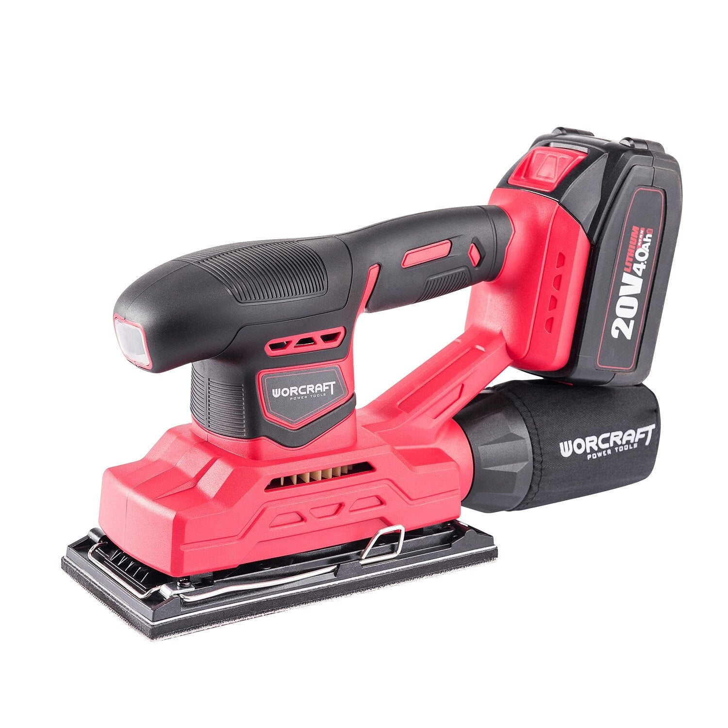 Li-ion bezvadu orbitālā slīpmašīna 94x185 mm WORCRAFT 20 V