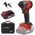 Li-ion bezsuku bezvadu triecienatslēga 1/4'' HEX WORCRAFT 20V (BMC) 2,0 Ah