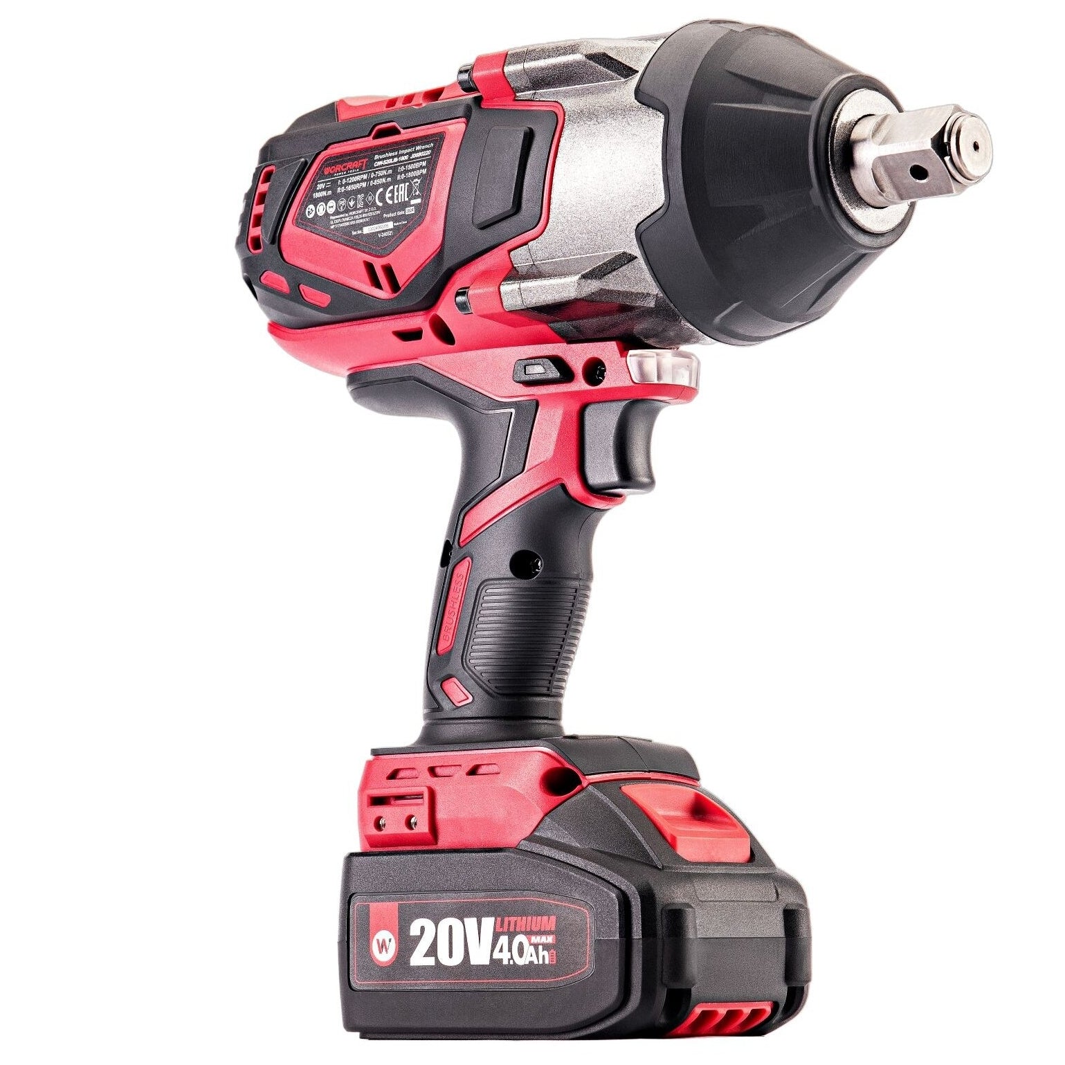 Li-ion bezsuku bezvadu triecienatslēga 3/4'' 1800 Nm WORCRAFT 20 V komplekts XCUBE kastē