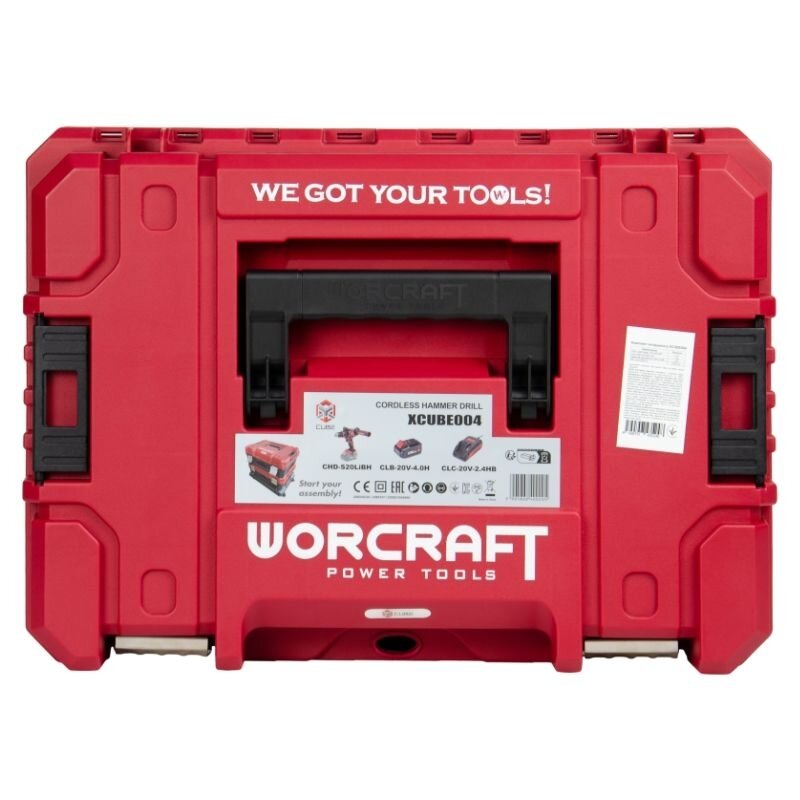Li-ion bezvadu skrūvgriezis/urbjmašīna WORCRAFT 20 V (XCUBE kastē)