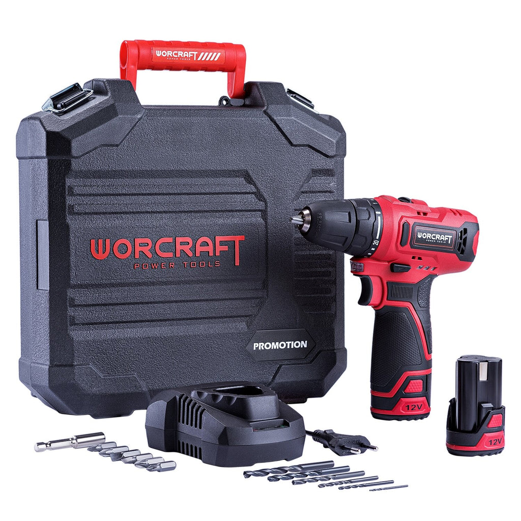 Li-ion bezvadu urbjmašīna WORCRAFT 12 V ar piederumiem plastmasas kastē