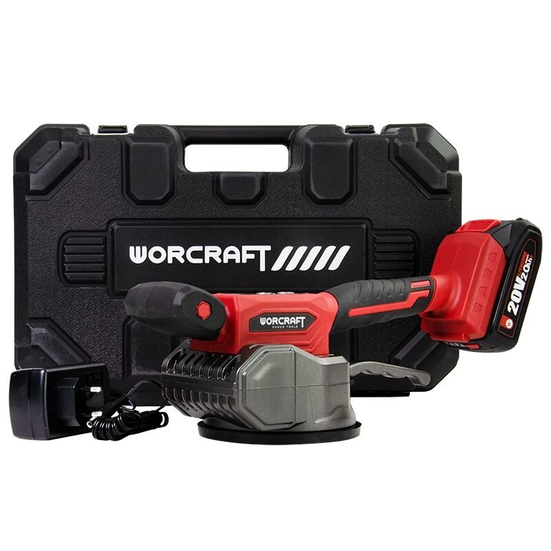 Li-ion bezvadu putekļu sūcējs ar vibrācijas izlīdzināšanas funkciju flīzēm WORCRAFT 20V 2,0Ah plastmasas kastē