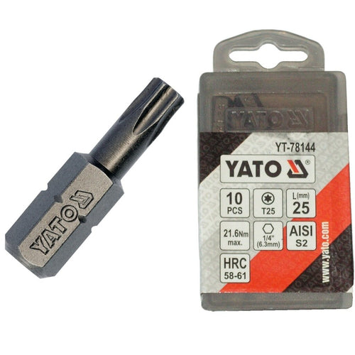 1/4" TORX uzgalis, 10 gab. T25 x 25 mm garš