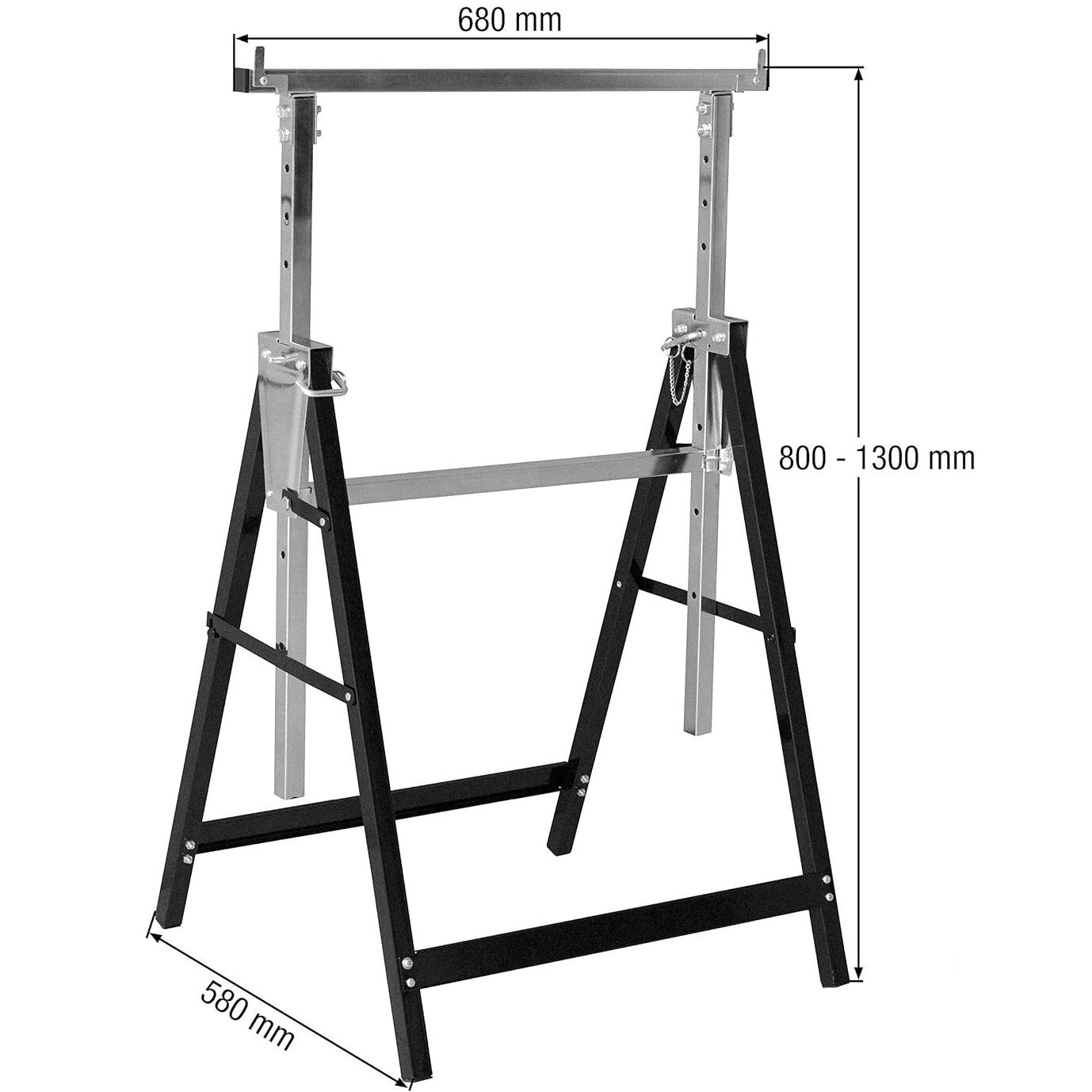 Salokāms atbalsta statīvs (regulējama augšdaļa) 150 kg
