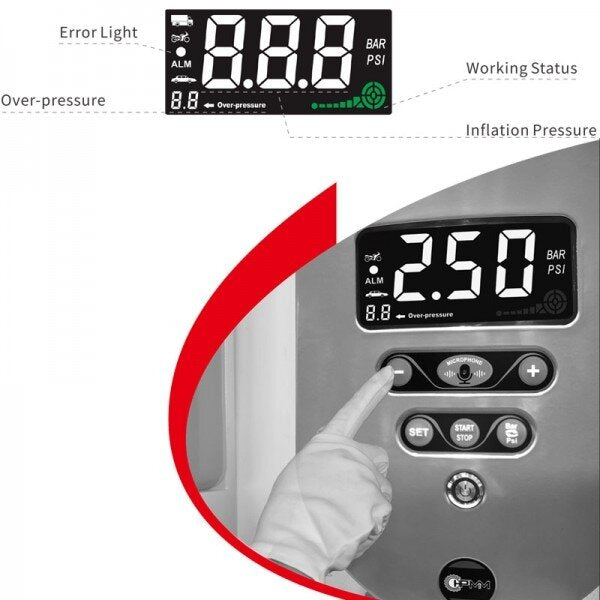 Automātiskais stāvošais gaisa sūknis ar šļūtenes tītni, 220 V